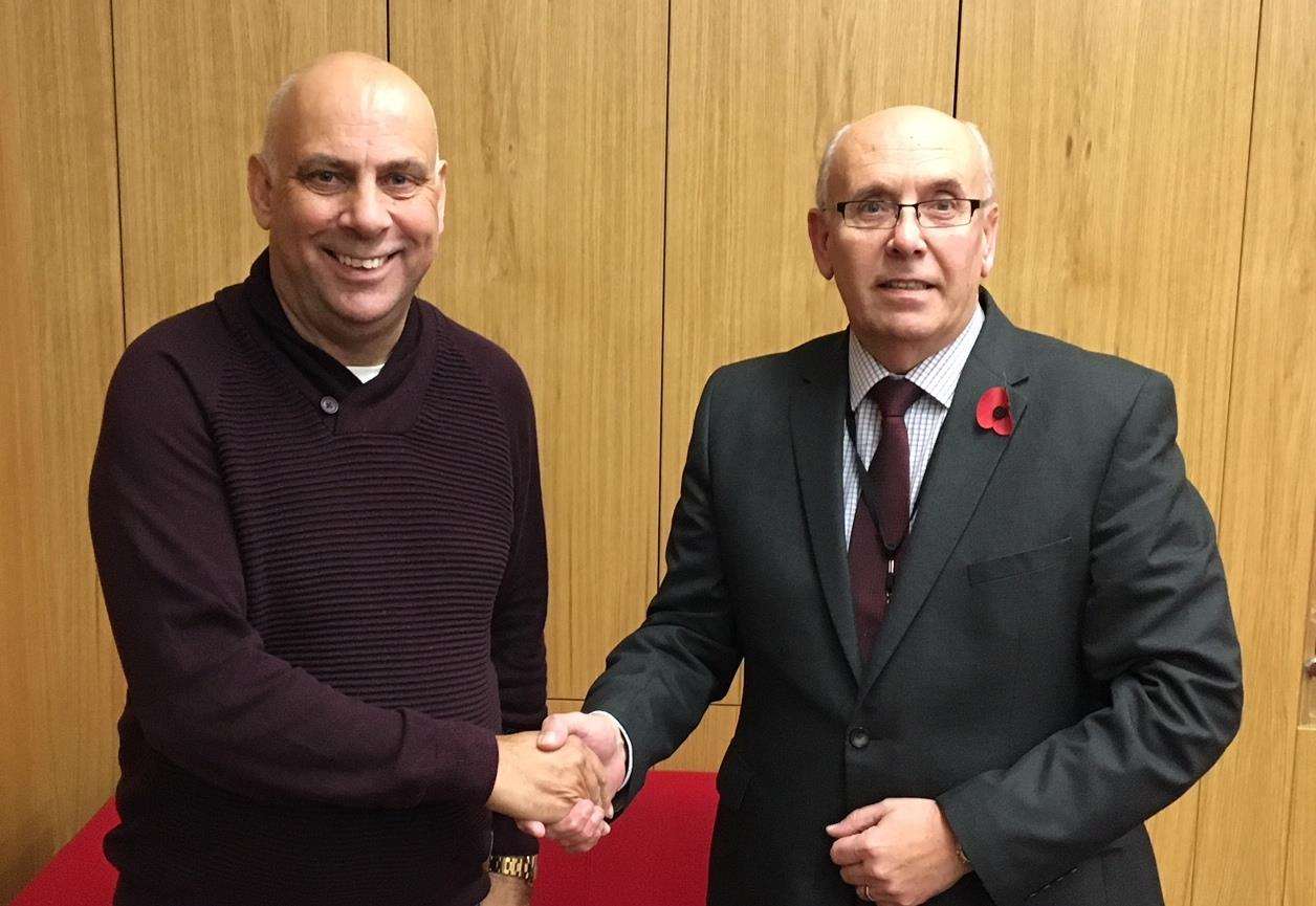 Ebbsfleet manager Garry Hill with managing director Dave Archer
