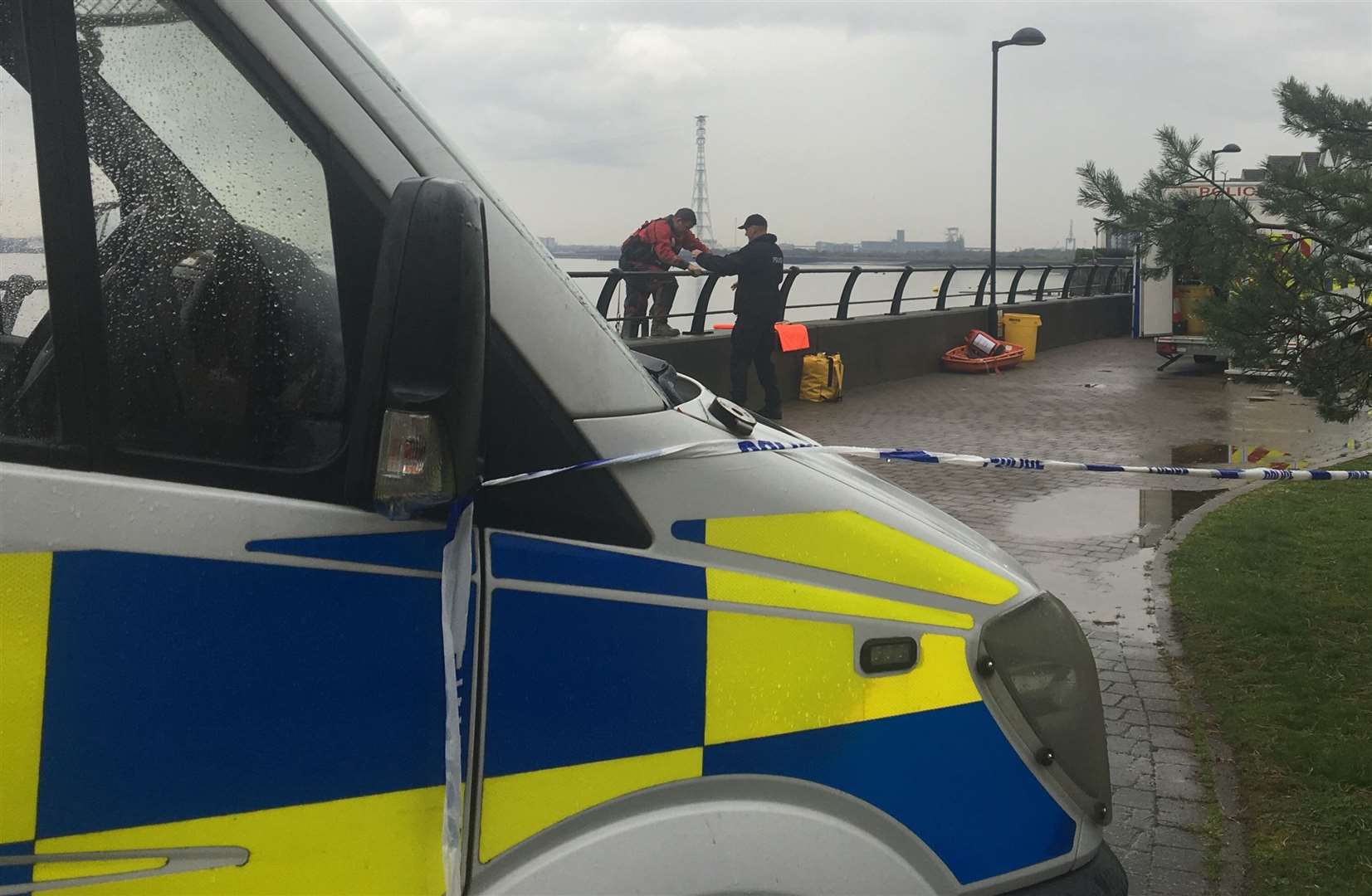 Police marine teams earlier searched the banks of the River Thames in a bid to find Sarah Wellgreen