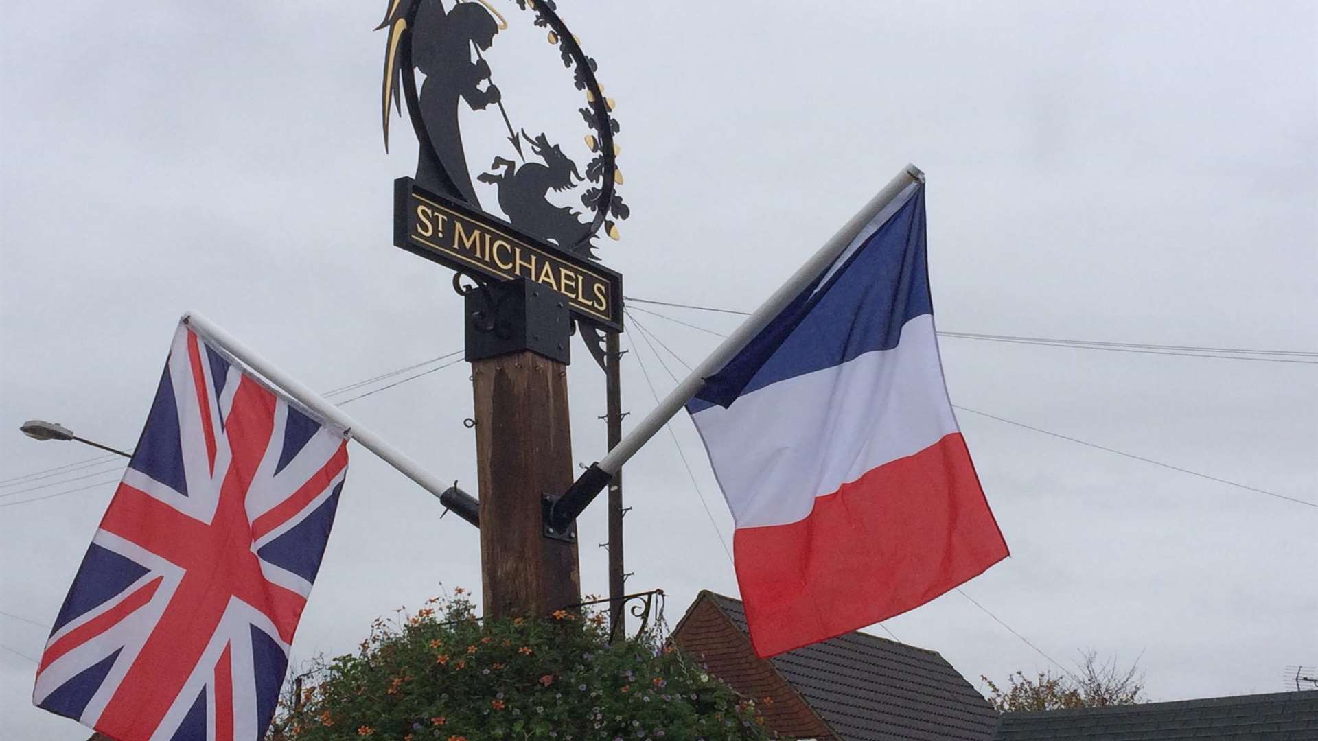 The French flag has been added to St Michael's village sign