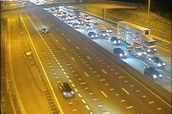 Traffic is backing up on the M25