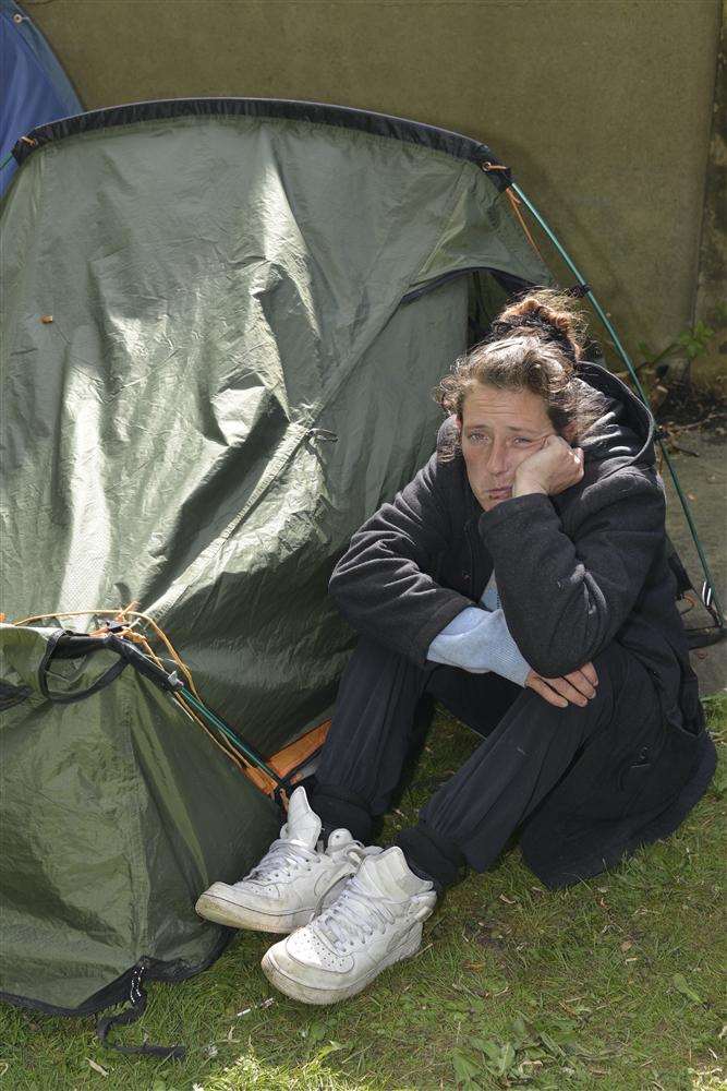 Amy Baker is one of the homeless tent campers in the cemetery