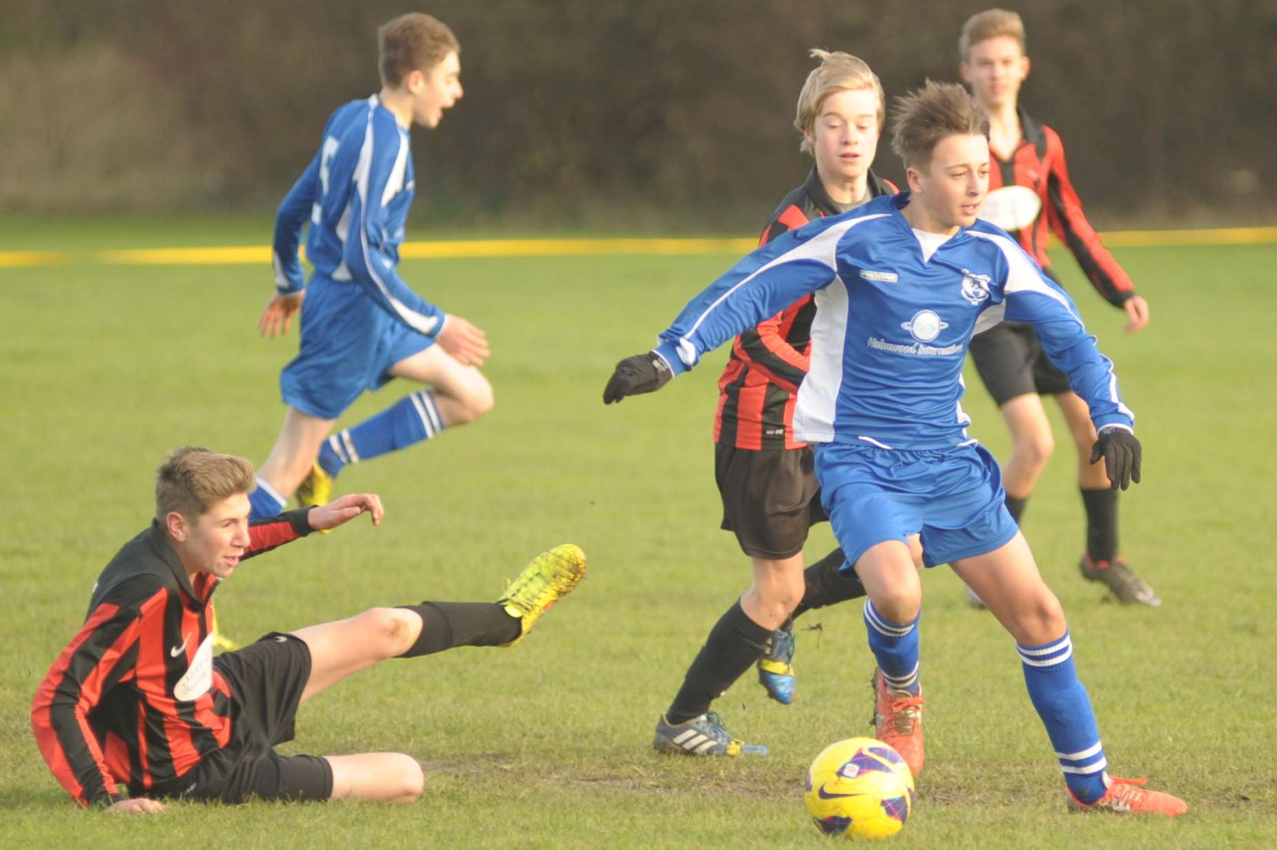 New Road under-15s on the ball against Meopham Colts in their Division 1 clash Picture: Steve Crispe