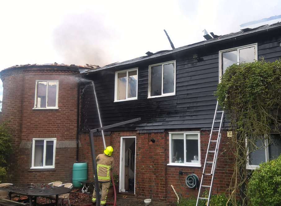 Fire crews tackling the blaze: Picture: Kent Fire and Rescue.