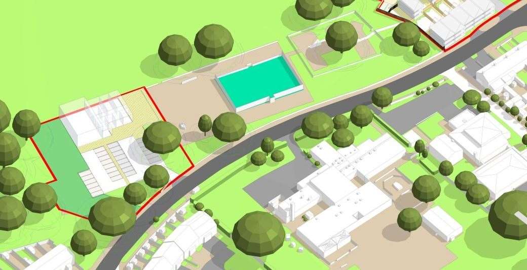 The site of the proposed new community centre, bottom left, with the associated housing development, top right. Picture: Maidstone Borough Council