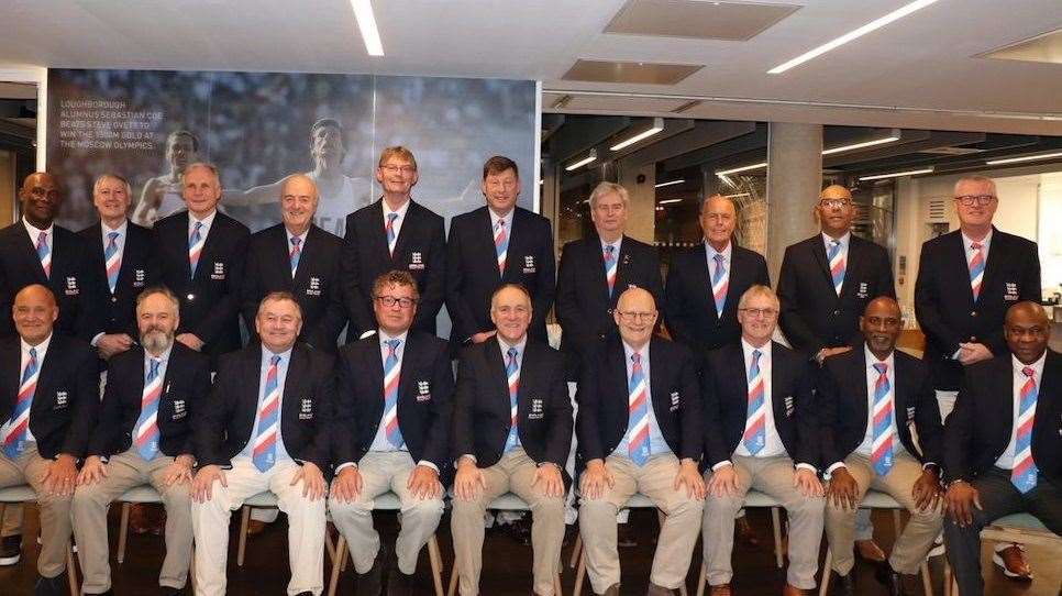 England's over-60s squad due to tour Barbados. Whitstable's John Butterworth, front row, second from left