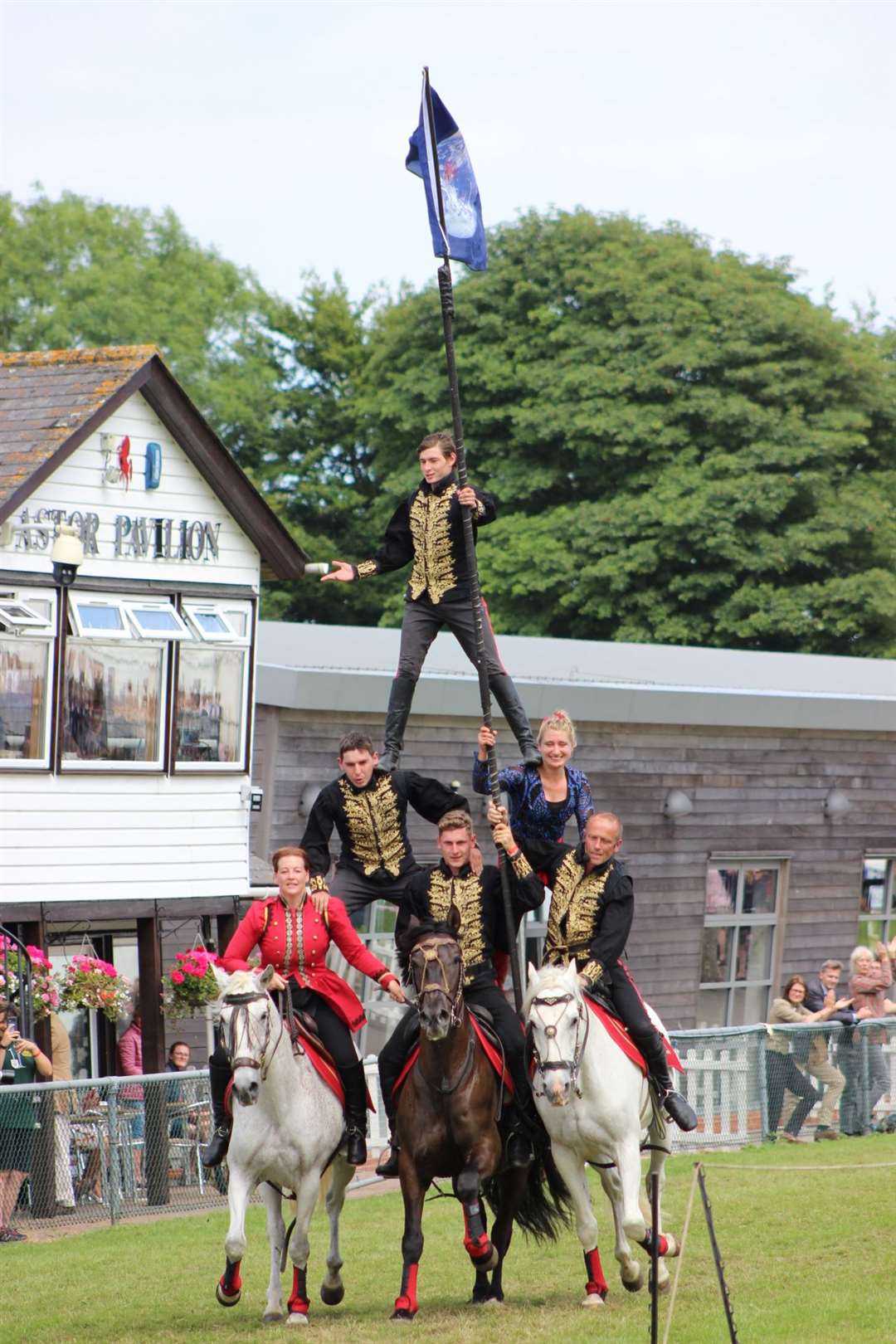 Trick riding was the headline act at the Kent County Show with the horsemen and women of the British Dzhigitovka Team incorporating archery, balancing and Cossack-style stunts (13545760)