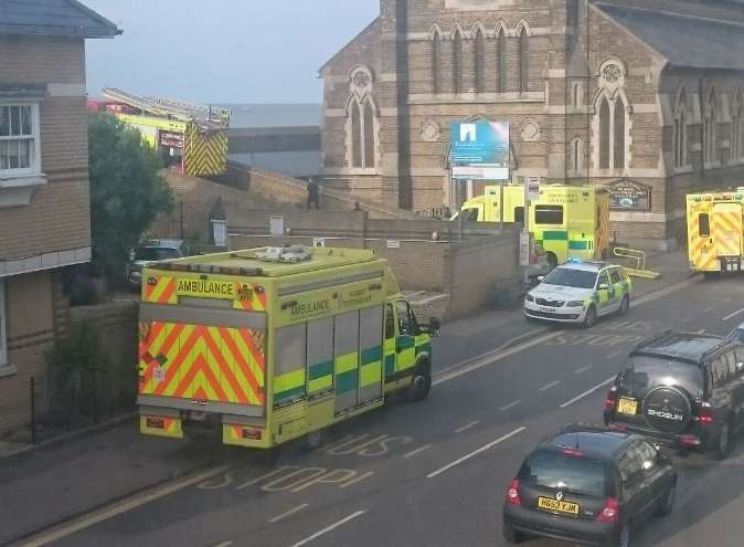Emergency services treating Mr Bournes. Picture by Cllr Cameron Beart