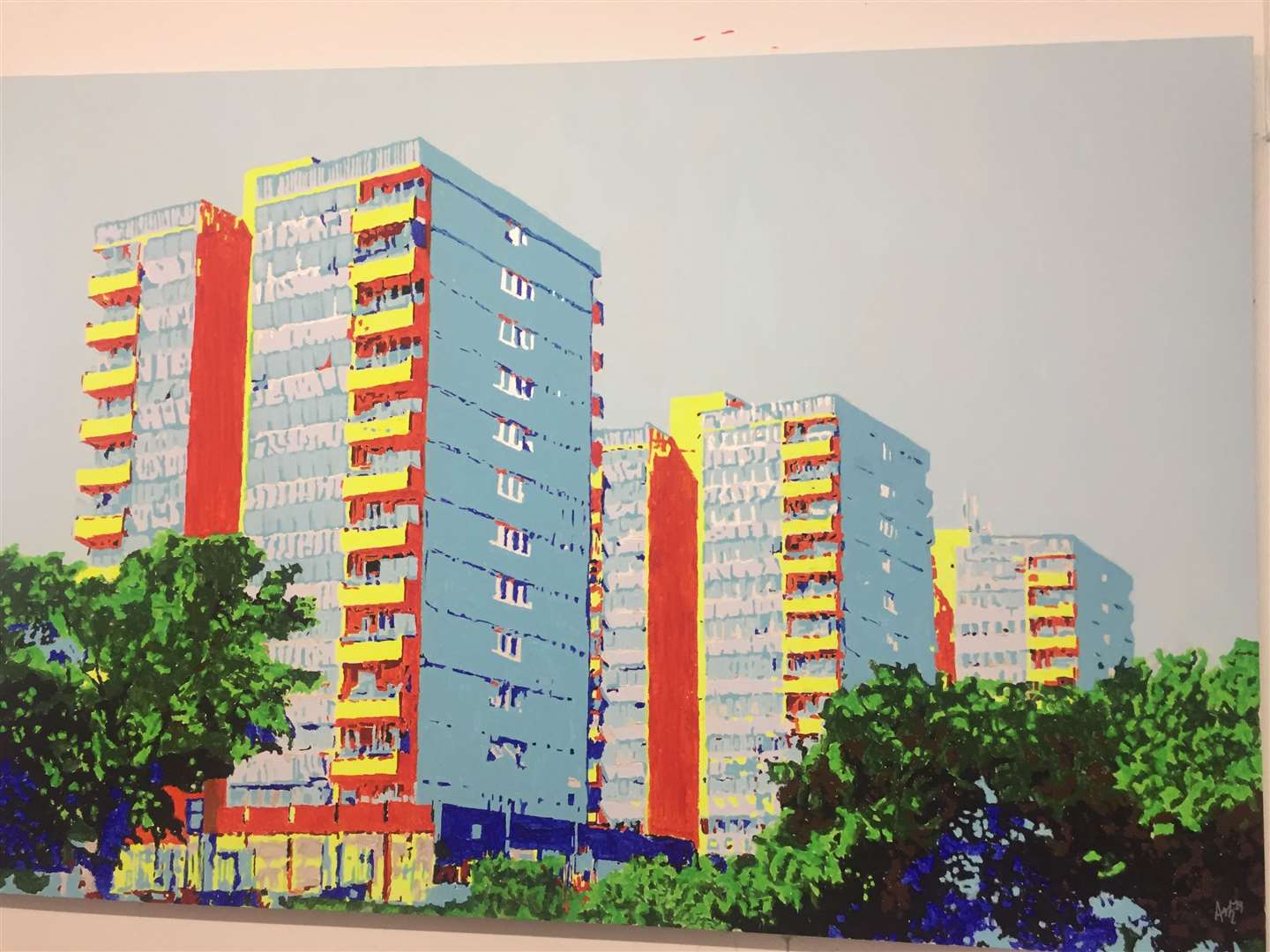 Johnathan looks locally for inspiration - here's he illustrates the three tower blocks in Bryant Street, Chatham