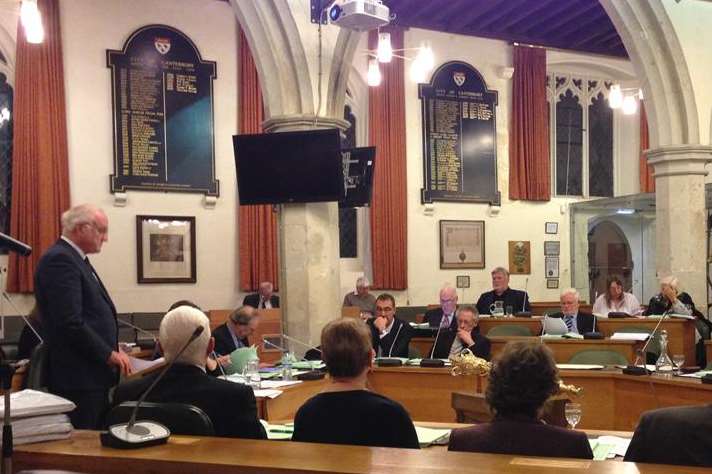 Leader Cllr John Gilbey speaking at a council meeting