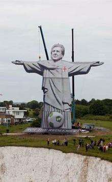 Roy the Redeemer statue on the White Cliffs of Dover.