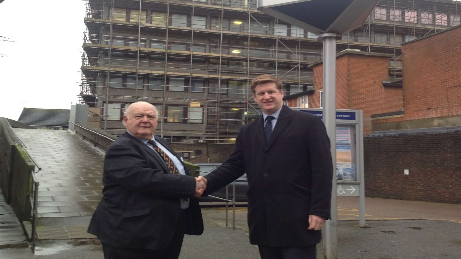 Ashford Borough Council leader Gerry Clarkson and Kent PCC Matthew Scott this morning.