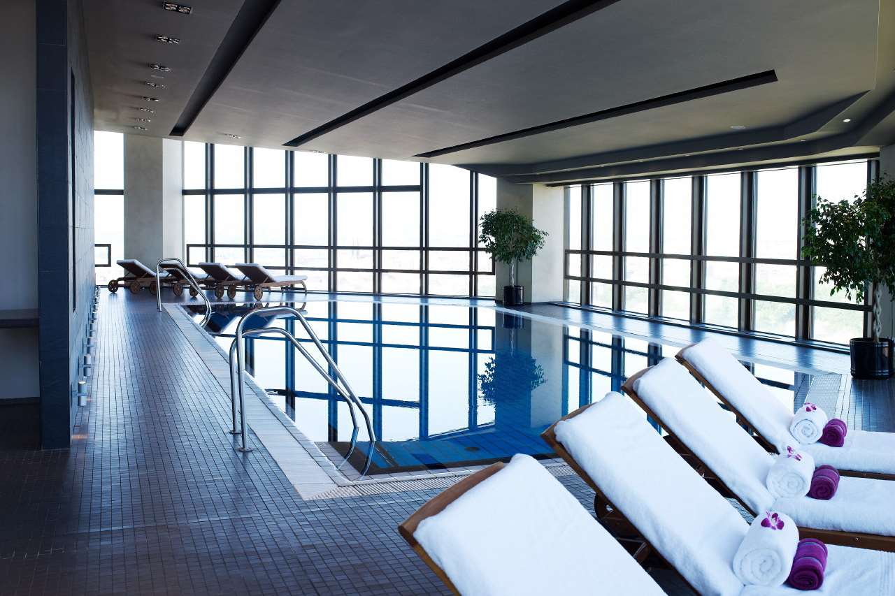 Apollo Day Spa pool on the top floor of the hotel. Picture: Corinthia Hotels