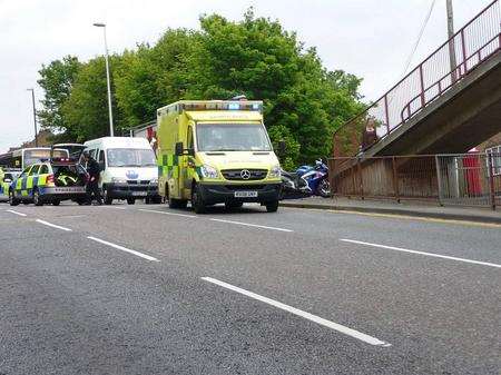 A road accident on Chatham Hill in which a motorcyclist was hurt
