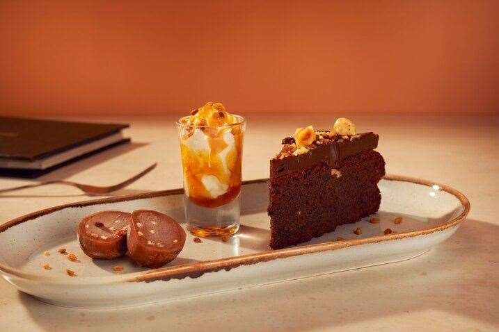 The signature praline and chocolate torte. Picture: Heavenly Desserts