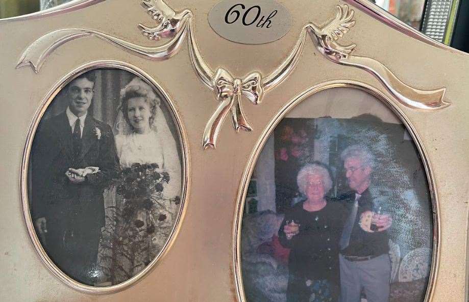 Jean and Patrick on their wedding day and then on their 60th anniversary