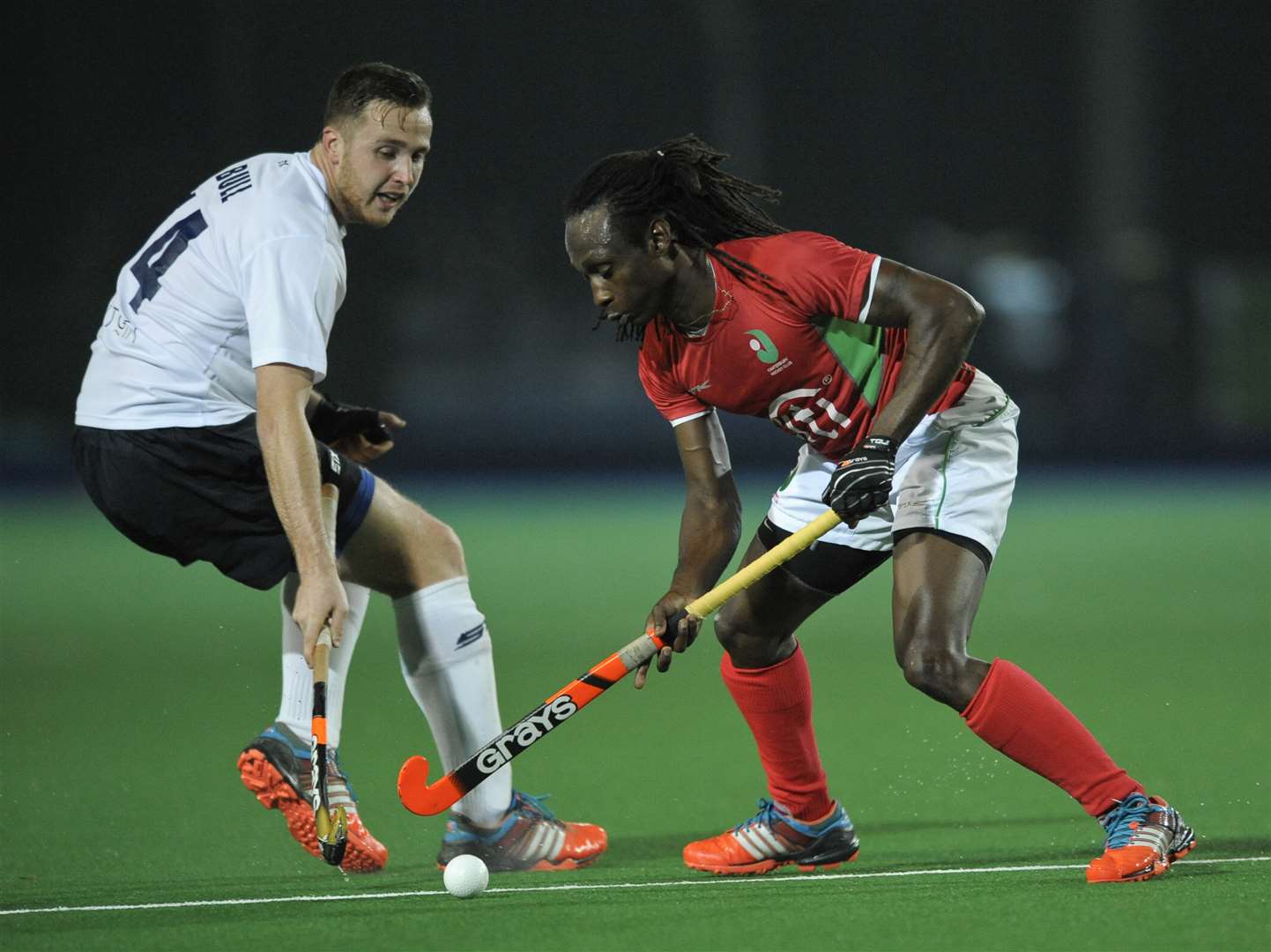 Canterbury's Kwan Browne evades East Grinstead's Andy Bull on Saturday night. Picture: Ady Kerry