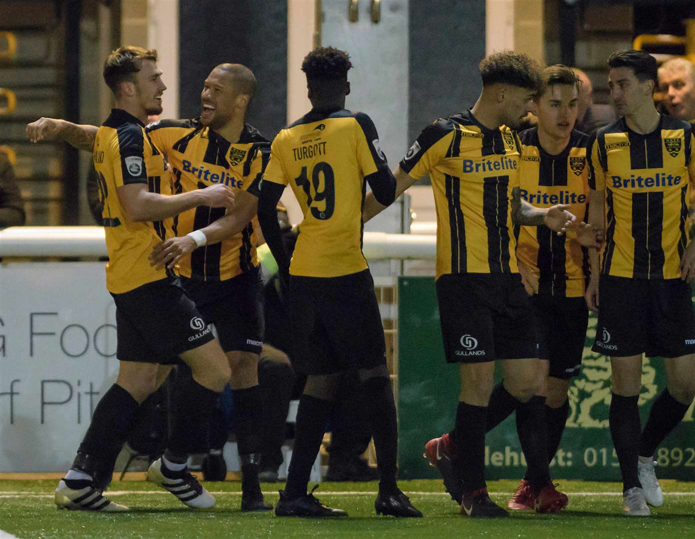 Ross Lafayette, second left, celebrates his late equaliser against Macclesfield Picture: Andy Payton