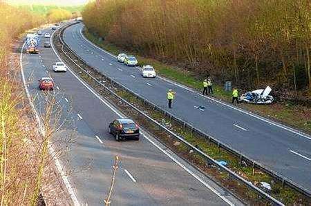 Scene of a fatal crash on the A2 near Canterbury in which Keith Hall died.