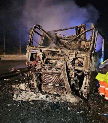 The aftermath of the lorry fire on the M2. Picture: National Highways