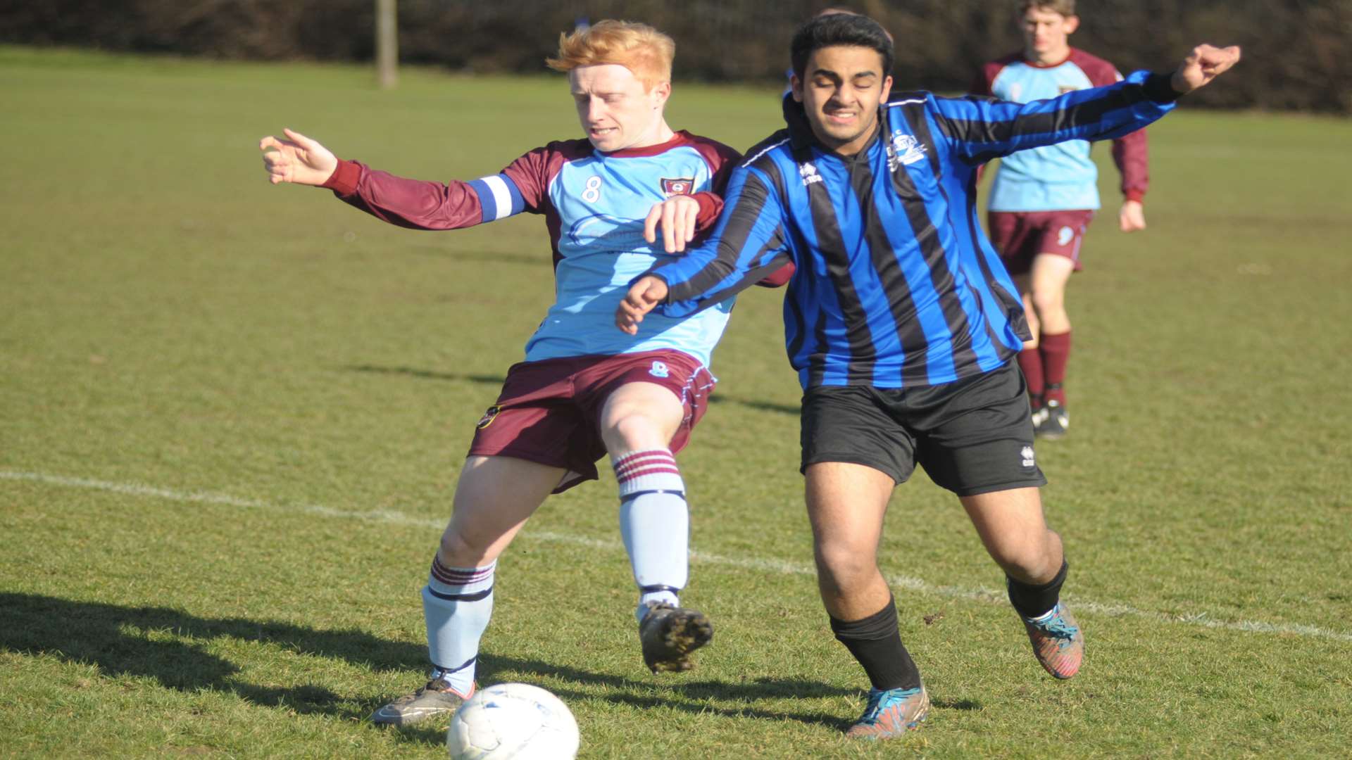 Omega 92 Spartans (blue) challenge Wigmore Youth in Under-18 Division 1 Picture: Steve Crispe