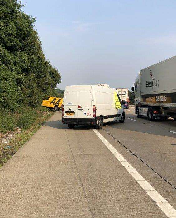 Jake Lewis came to the rescue by fending off a lane on the M20. Picture credit: Jake Lewis