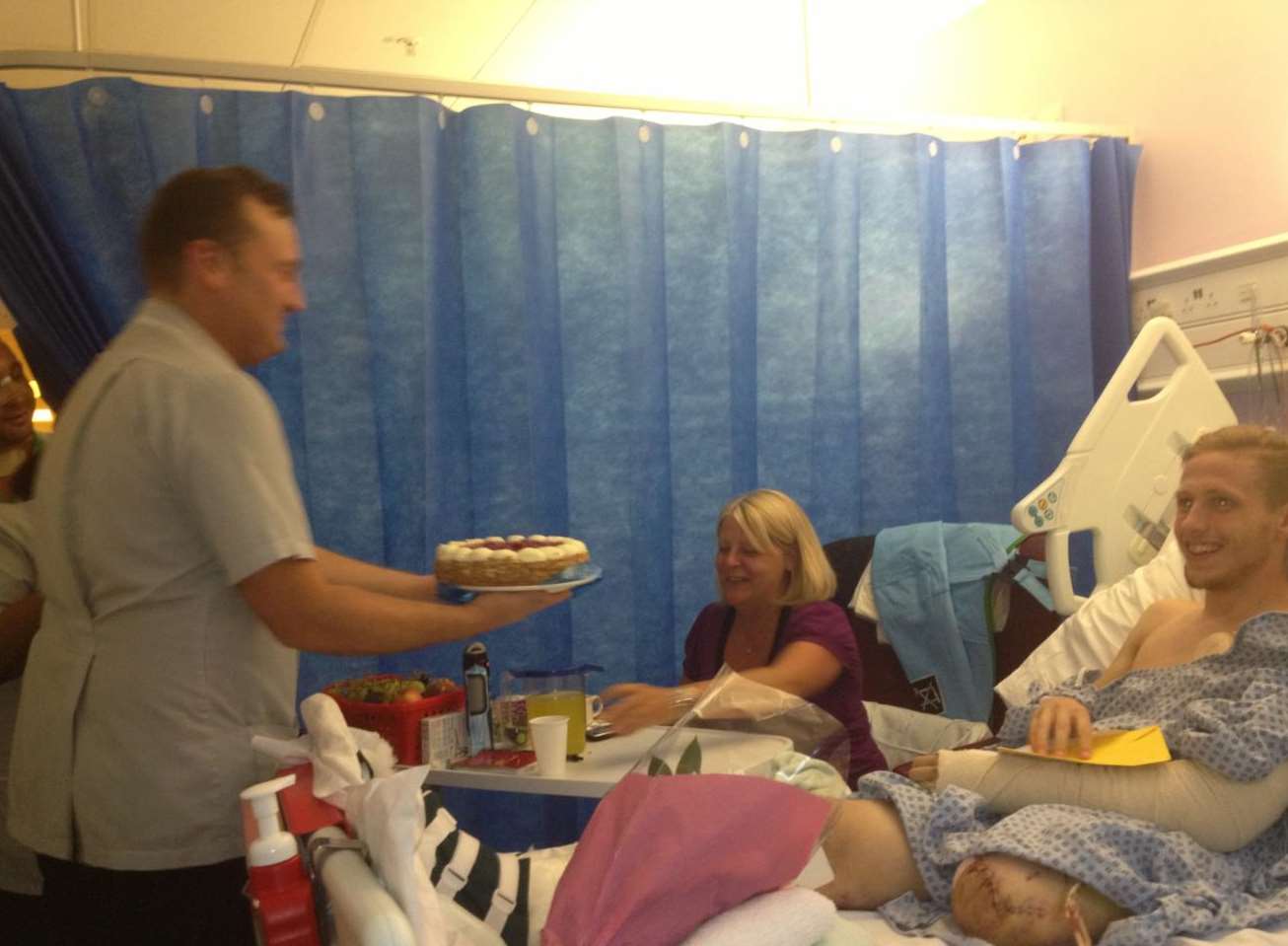 James Hazel in hospital after the operation