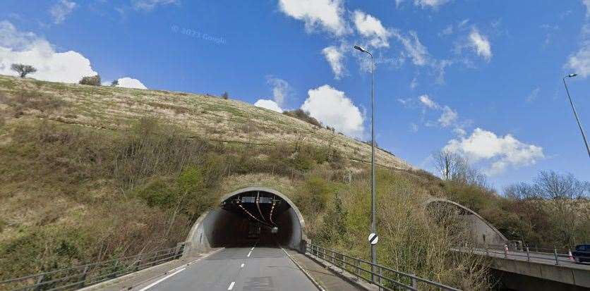 Ryan Bent hit another car as they drove along the A20 near the Roundhill Tunnels. Picture: Google