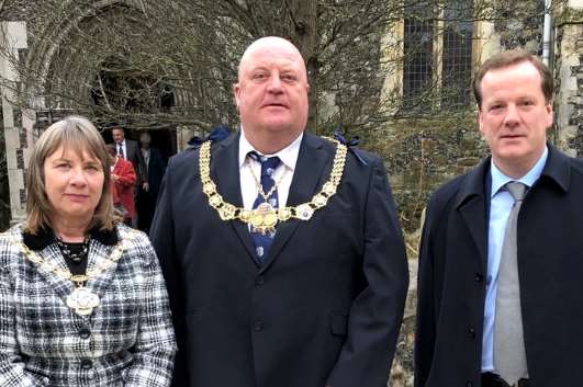 Herald commemoration.Pictured are Cllrs Chandler and Rix and Charlie Elphicke. Picture courtesy of MP Charlie Elphicke