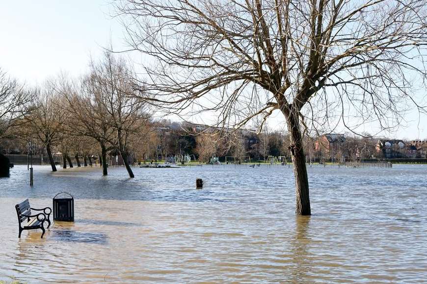Flooding on the sports ground at Tonbridge