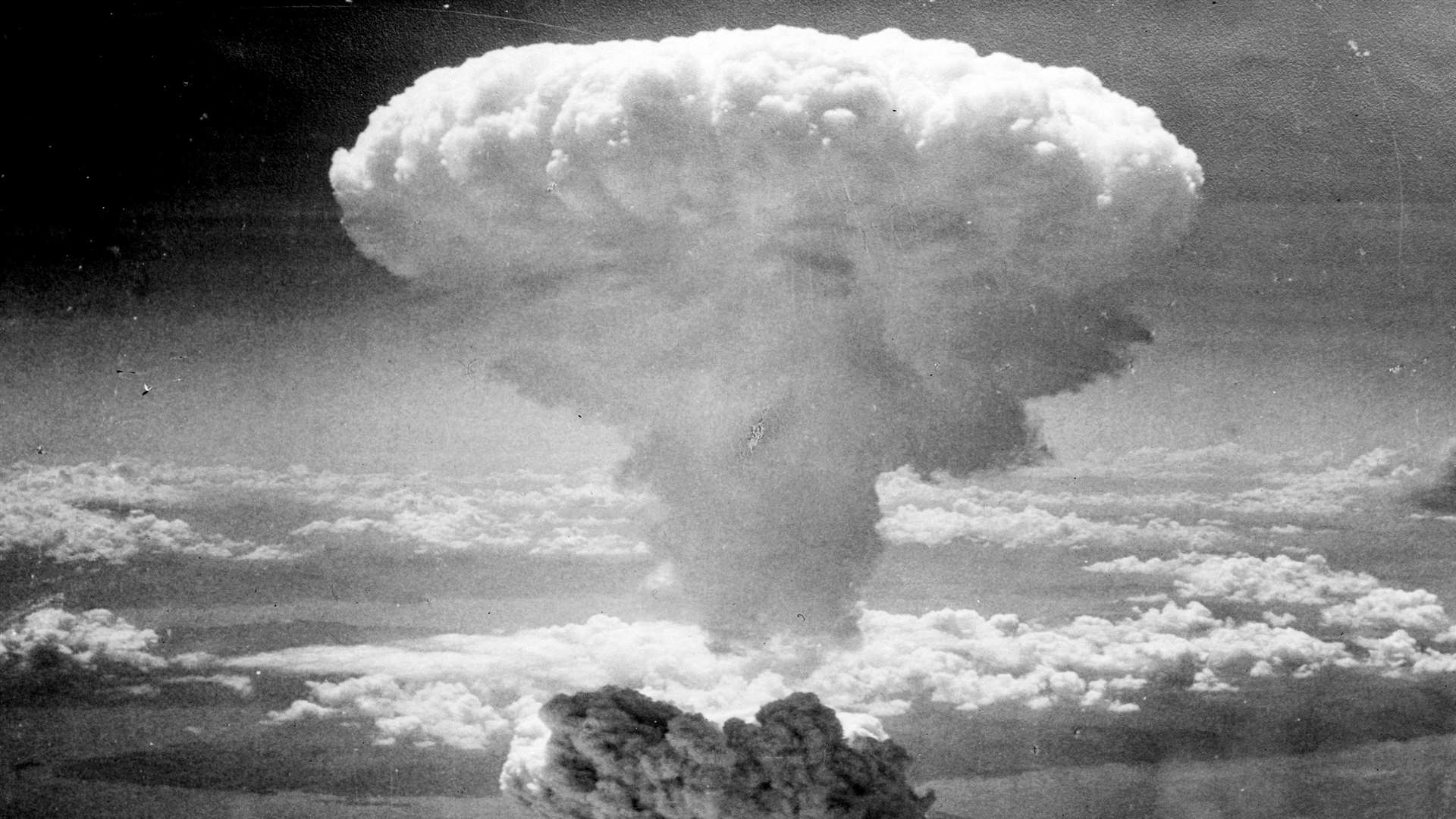 The nuclear bomb hitting Nagasaki
