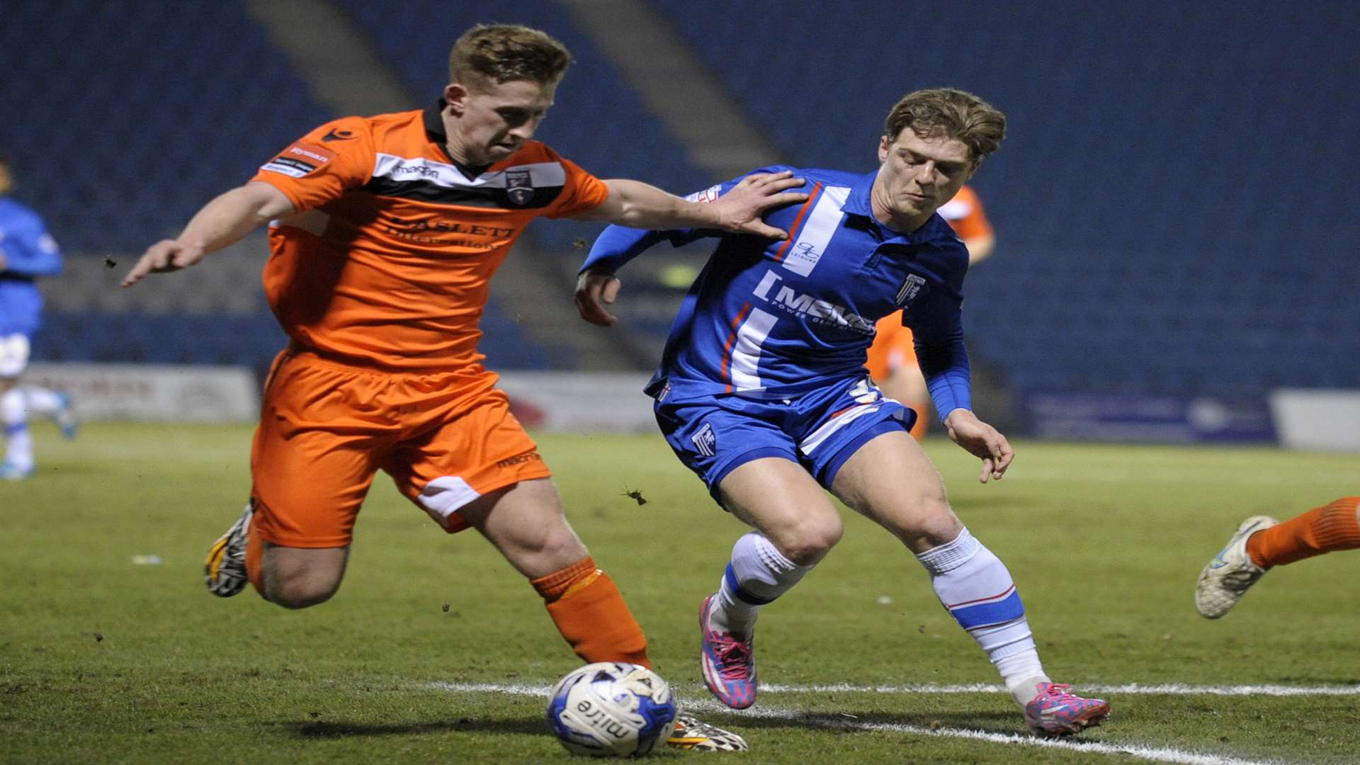 Gillingham's Charlie Webster goes in for a challenge Picture: Barry Goodwin