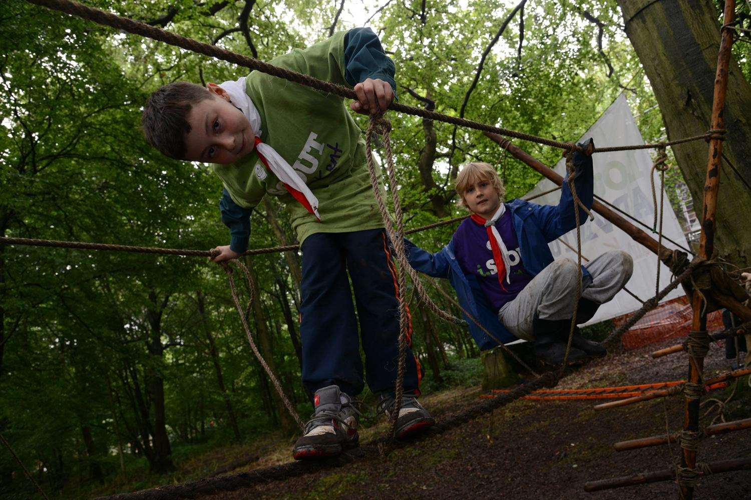 Josh Winfield and Jake Tinworth from St Luke's Scouts, Maidstone, in the woodland area at last year's show