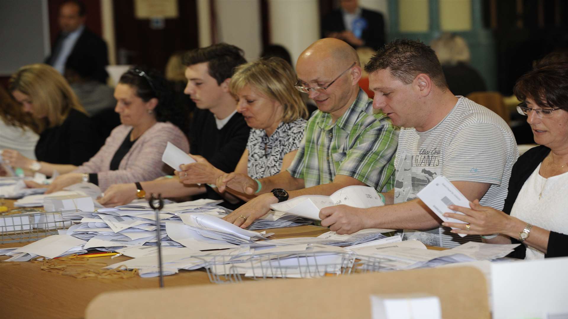 The first boxes of voting slips arrive at the Thanet count