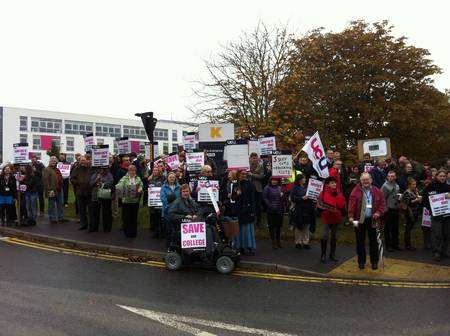 A protest by K College staff at the Tonbridge campus