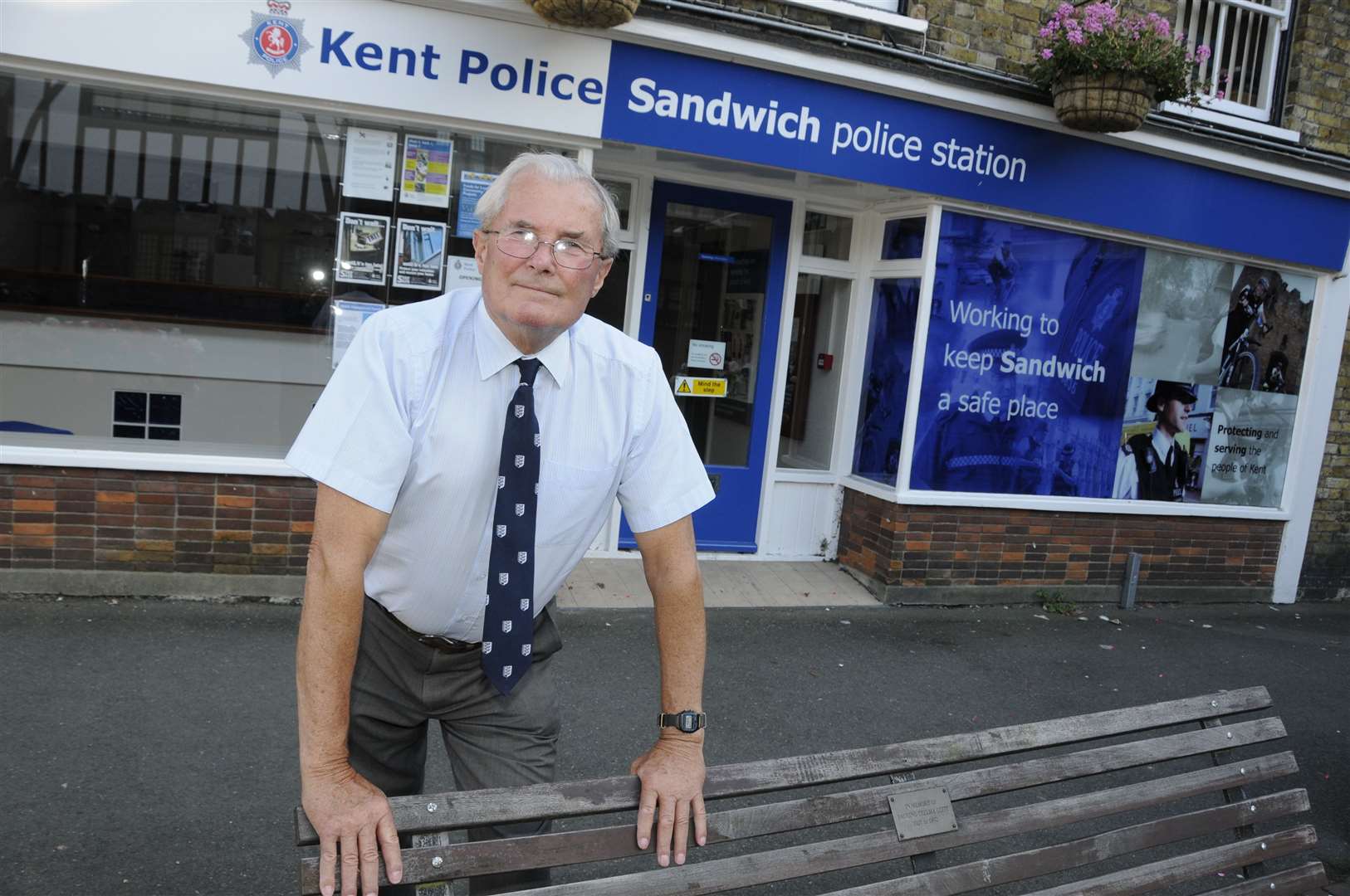 Then Mayor of Sandwich Cllr Jeremy Watts outside Sandwich Police Station before it was due to close