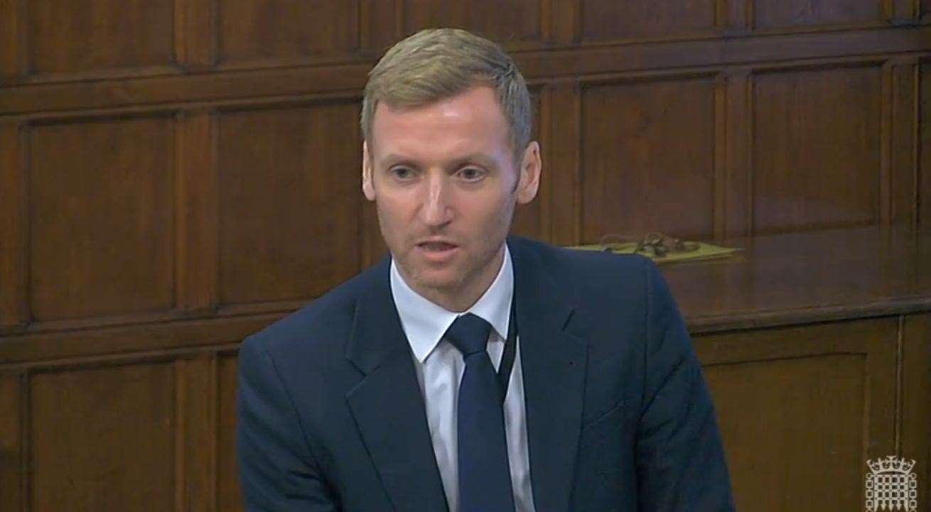 Lee Rowley MP (Con), the government's minister for housing, planning and building safety. Credit: Parliament TV.