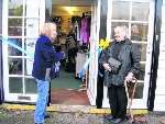 Carla Lane joins Marjorie Gay at the opening of the charity shop
