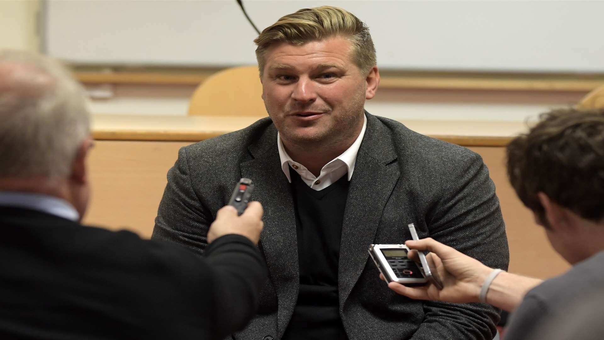 New Charlton manager Karl Robinson at his first press conference. Picture; Barry Goodwin
