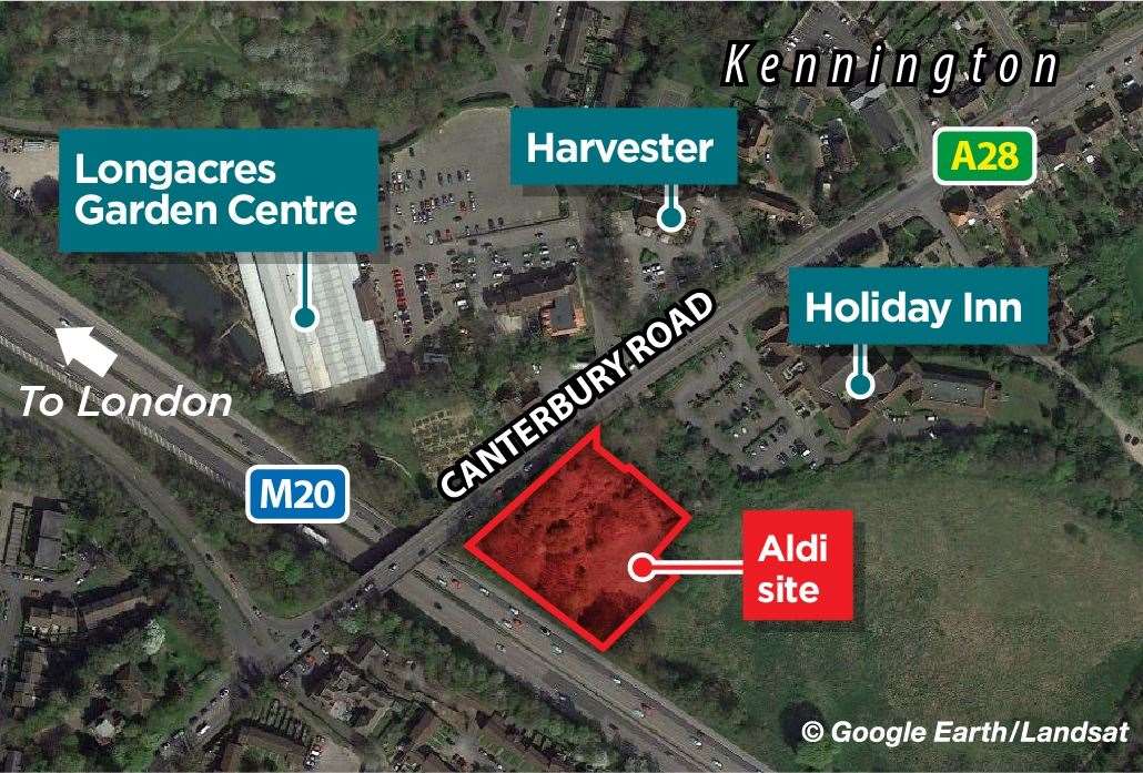 Where the Aldi could be built in Canterbury Road, Kennington