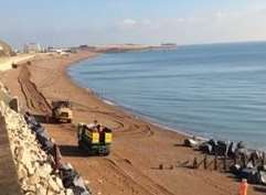 Work is going ahead to repair the cracked sea wall in Dover. Picture: Southeastern