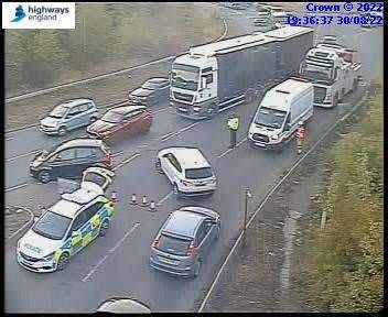 Police are at the scene of a lorry crash on the M20. Picture: National Highways