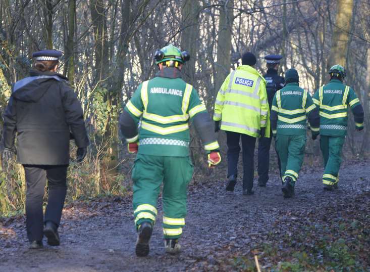 Paramedics and police have been searching the woodland