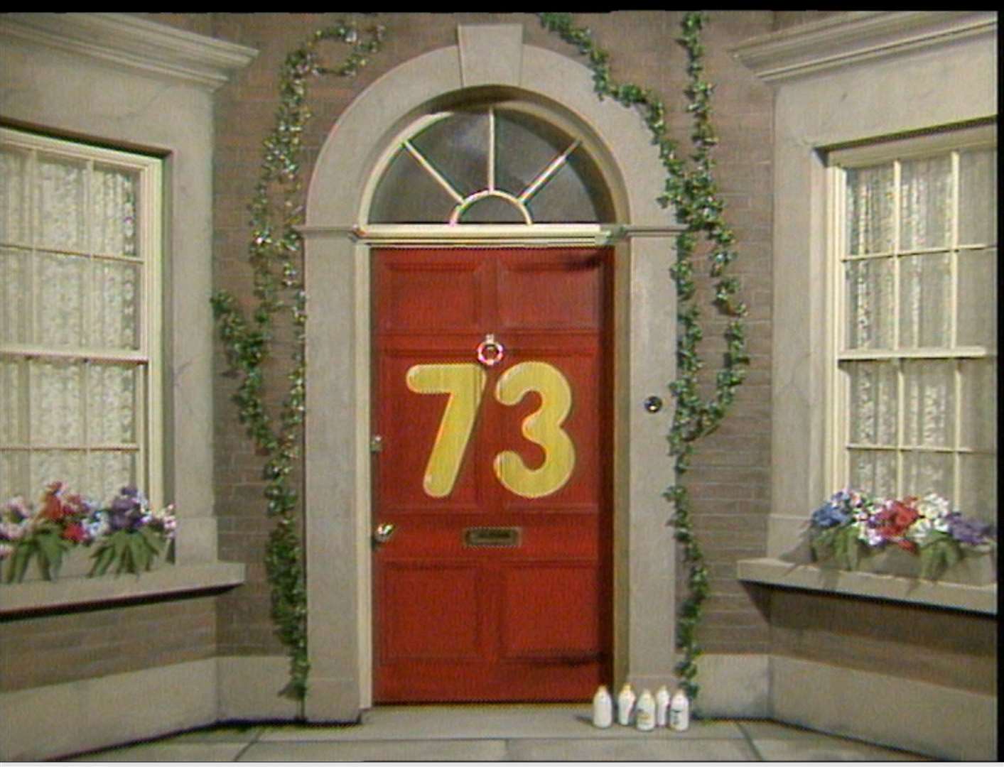 The front door of Saturday morning children's show Number 73 made by TVS at Vinters Park studios, Maidstone