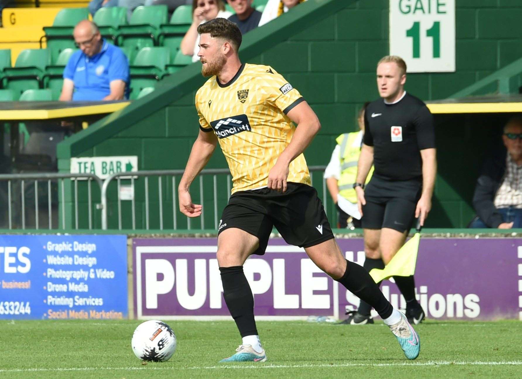 Sam Bone in action for Maidstone in their 1-1 draw at Yeovil. Picture: Steve Terrell