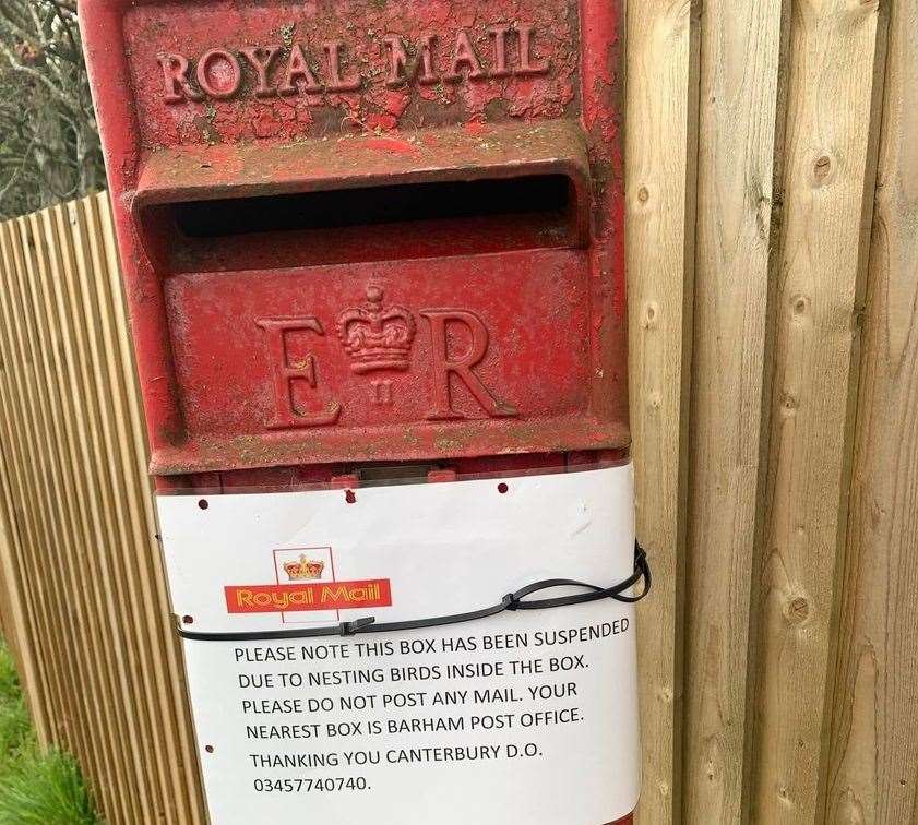 A postbox is out of action in Breach near Canterbury due to birds nesting inside it. Picture: Janice Robinson