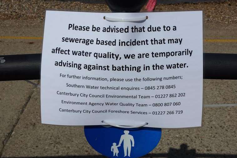Council warning signs at Herne Bay beach