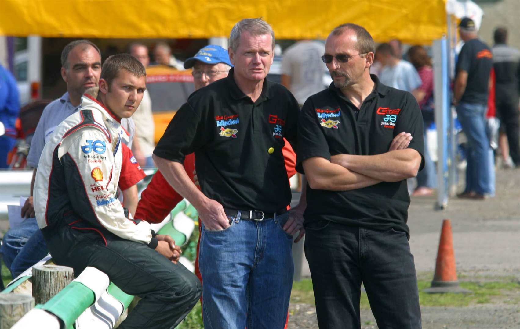 Learning from the best: A fresh-faced Andrew Jordan at Lydden Hill in August 2007 with his dad, Mike, and 1992 European Rallycross champion Will Gollop. Picture: RallycrossWorld.com