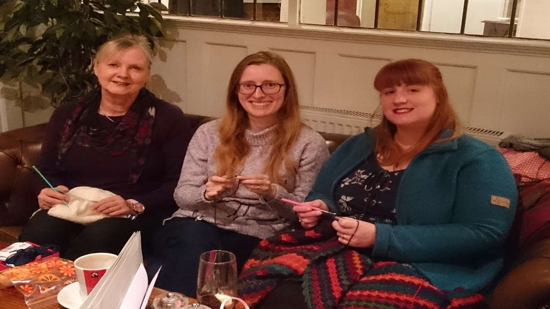 Jan Shapley, Jenny Ford, Felicity Dolbear from Deal Knitting Club made the wreaths