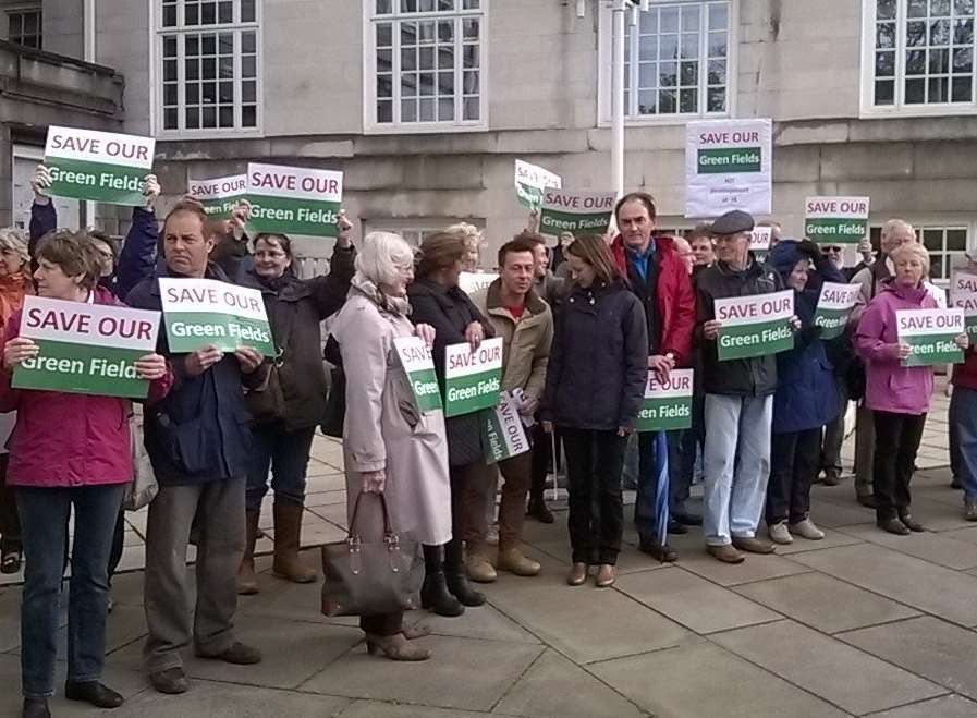 Campaigners against Waterside Park held a protest outside County Hall