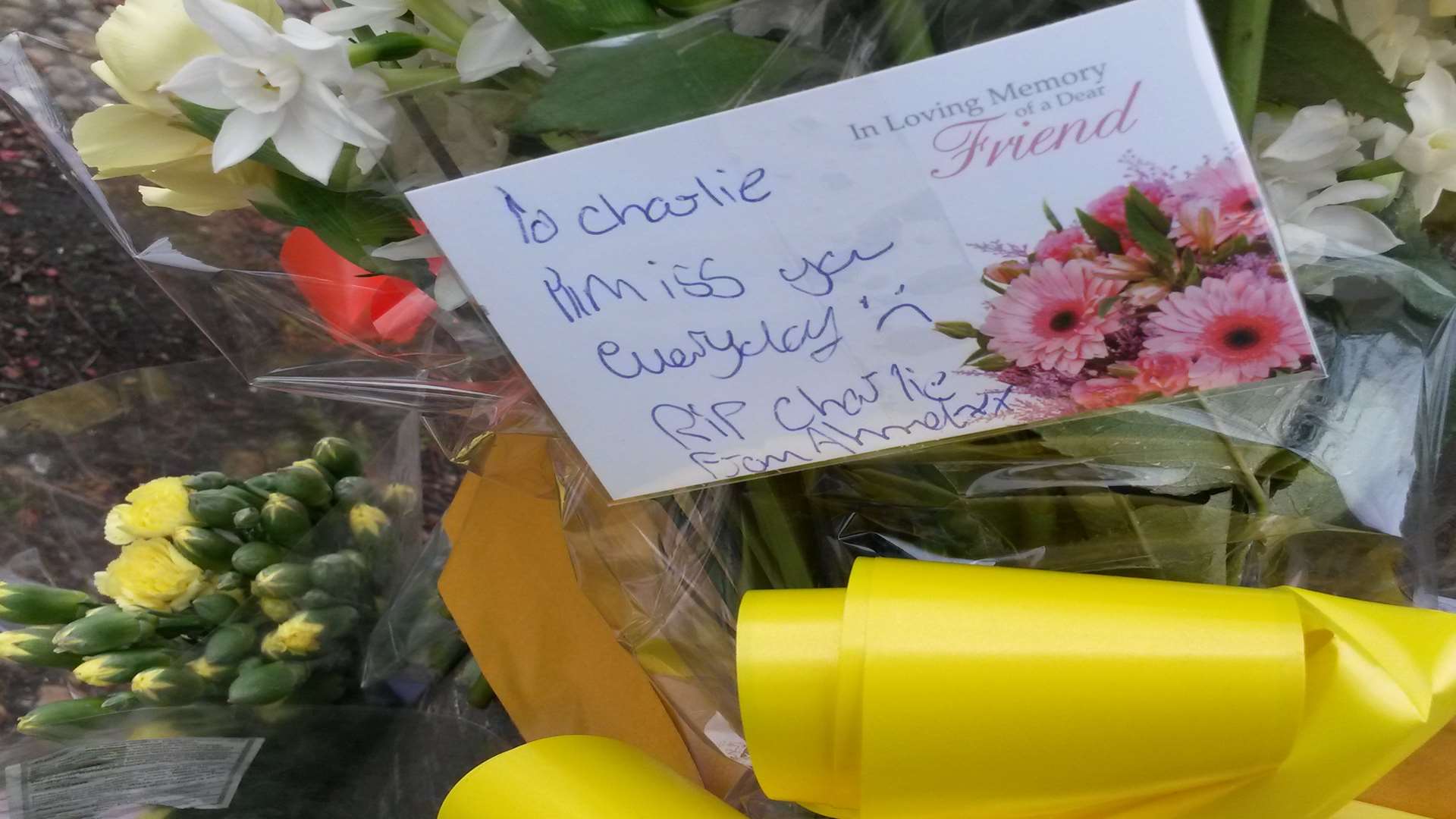 Flowers have been left for "Charlie"